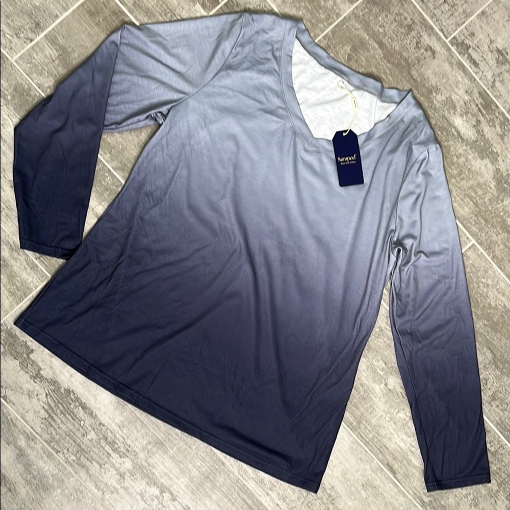 Sampeel Women's Long Sleeve Ombre Gray Tee